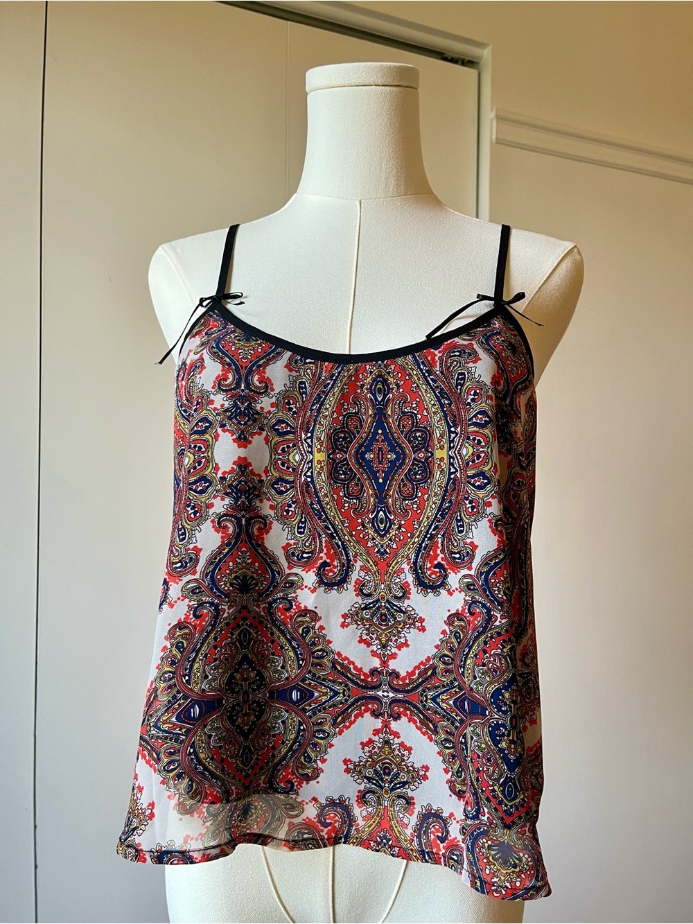 Sans Souci Red Multi Paisley Spaghetti Strap Cami